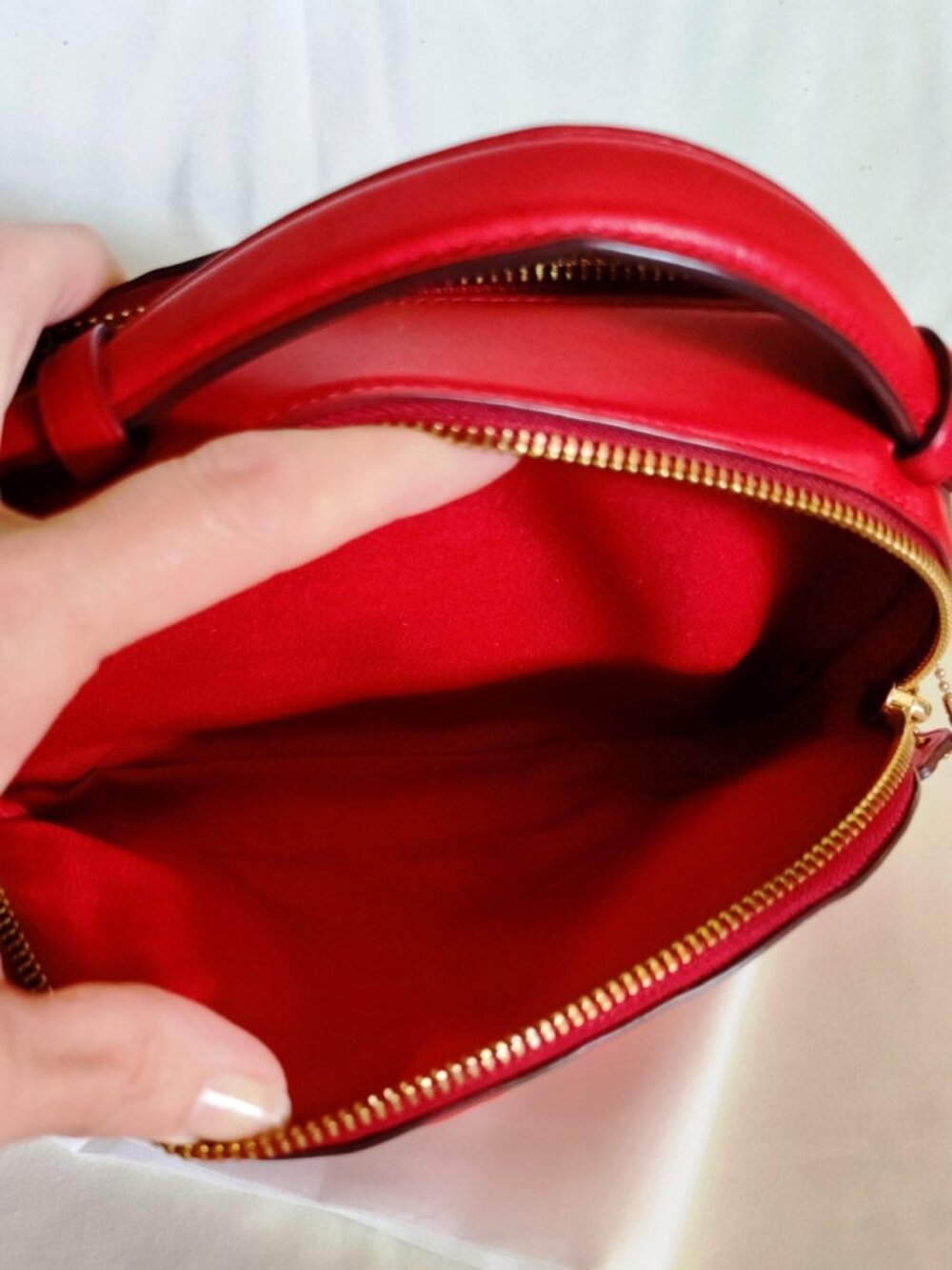 Coach Serena Mini Satchel with Linear Quilted Nappa Leather in Electric Red, EUC - Picture 3 of 12